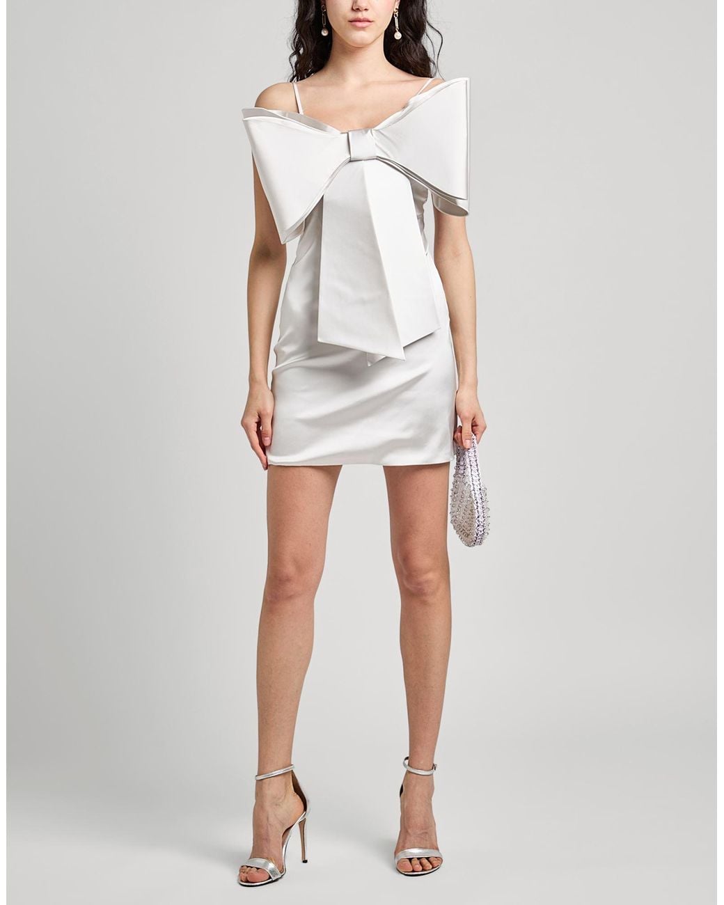 Mach & Mach White Light Mini Dress Acetate, Polyamide, Elastane