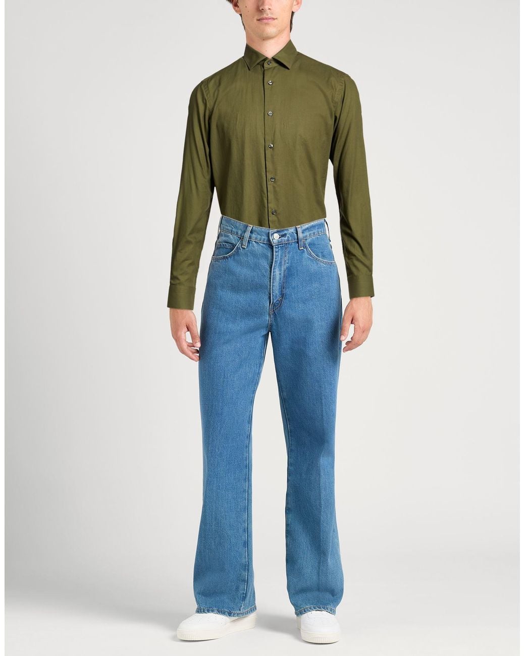Robert Friedman Green Military Shirt Cotton for men