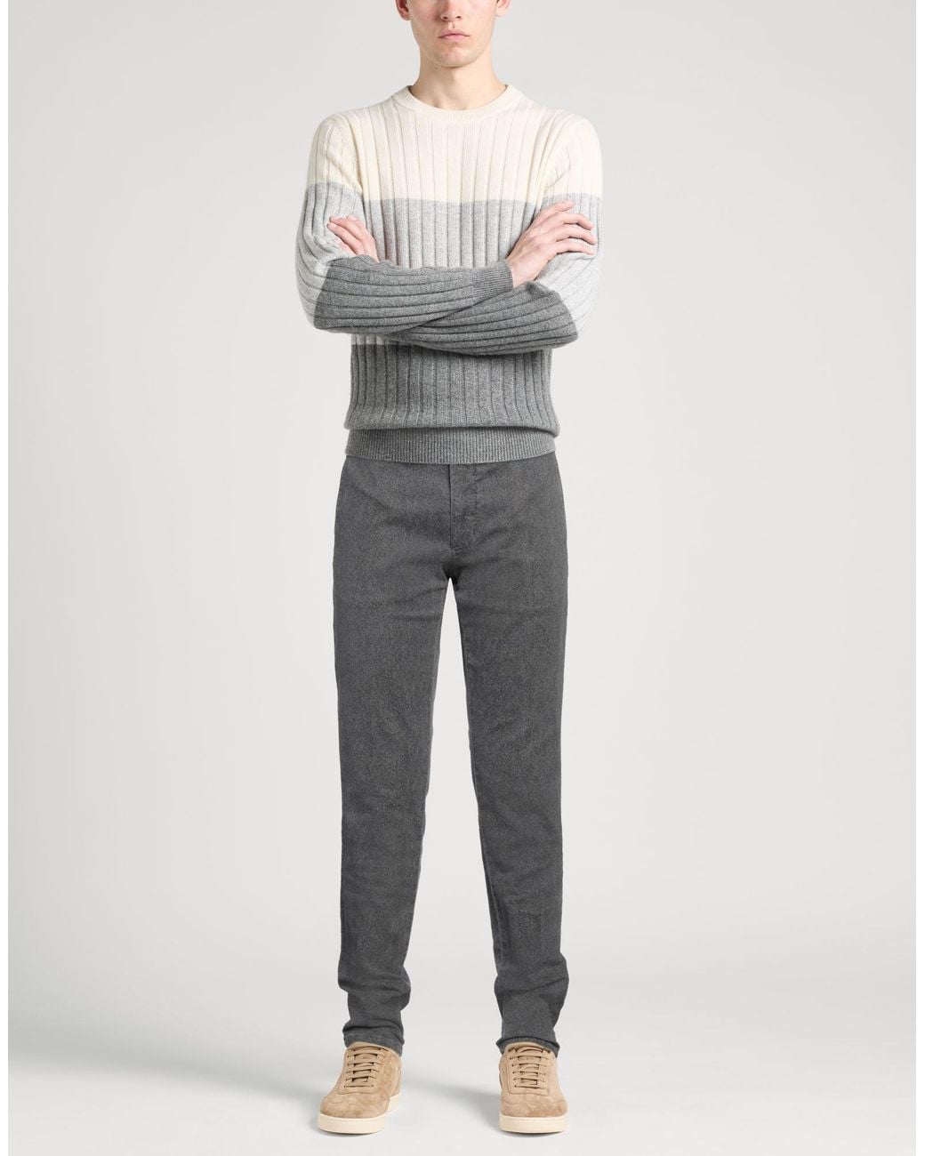 Santaniello Gray Pants Cotton, Elastane for men