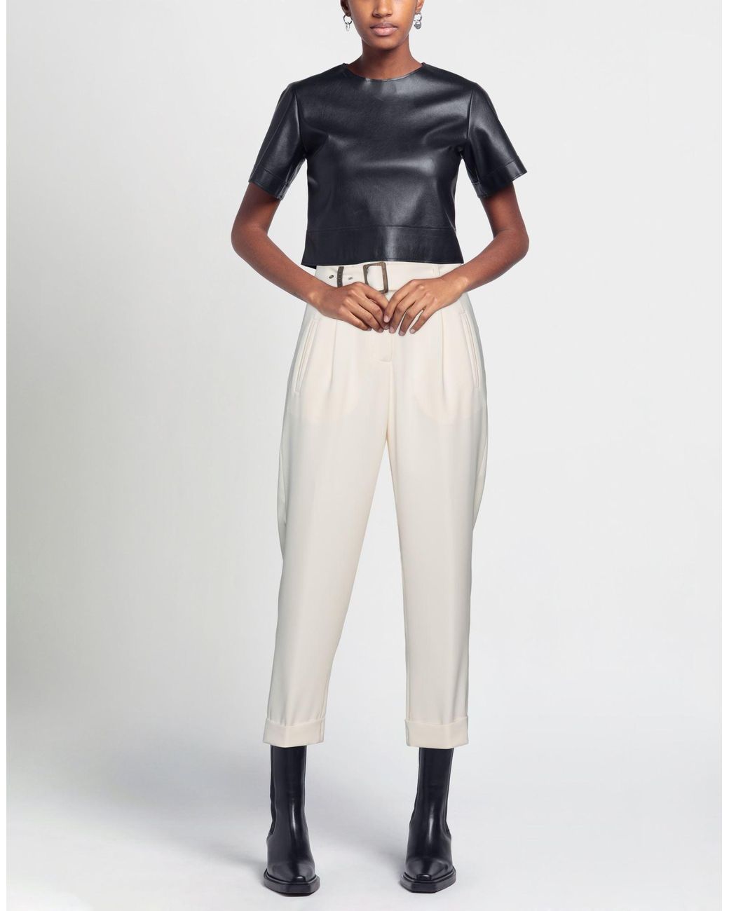 Peserico White Ivory Pants Polyester