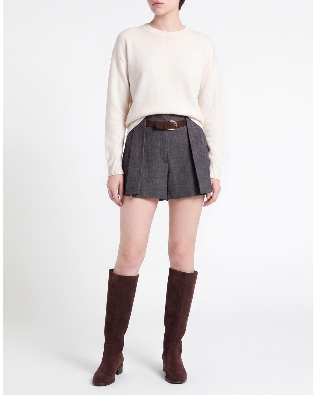 Sandro Black Charcoal Shorts & Bermuda Shorts Polyester, Wool, Viscose, Elastane