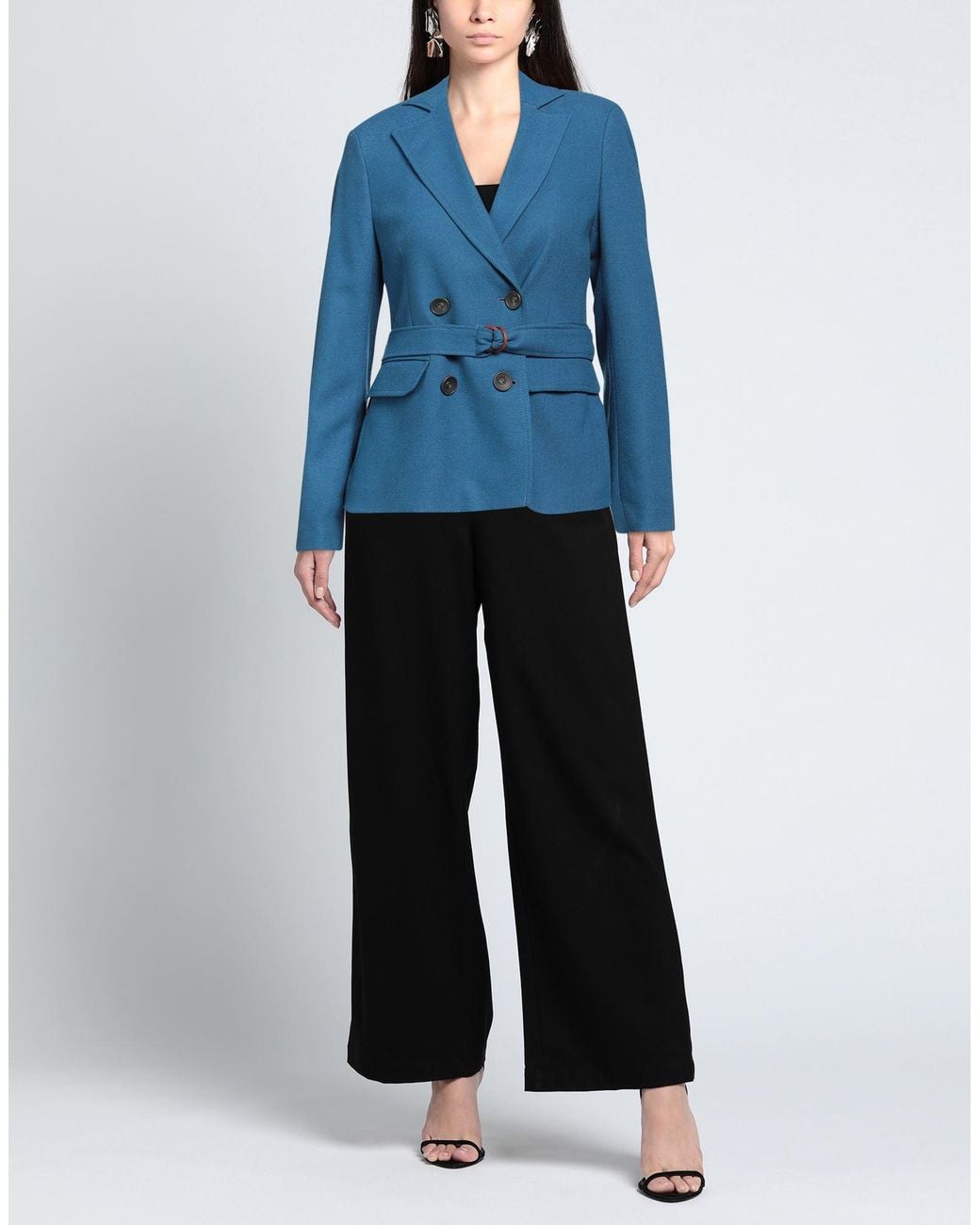 Diega Blue Blazer Polyester, Viscose, Wool, Elastane