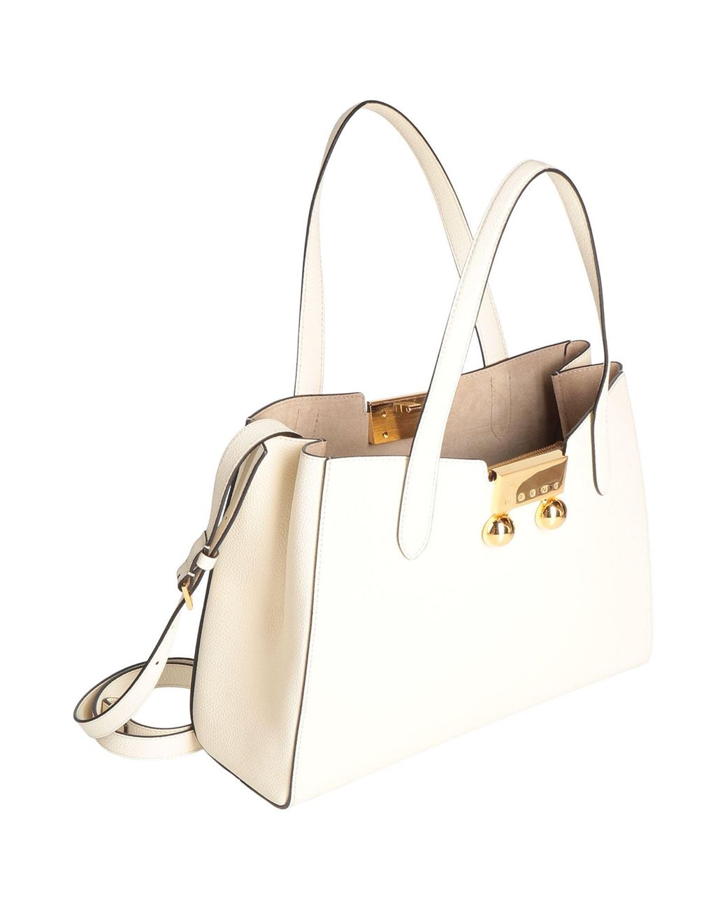 Marni White Cream Handbag Cow Leather