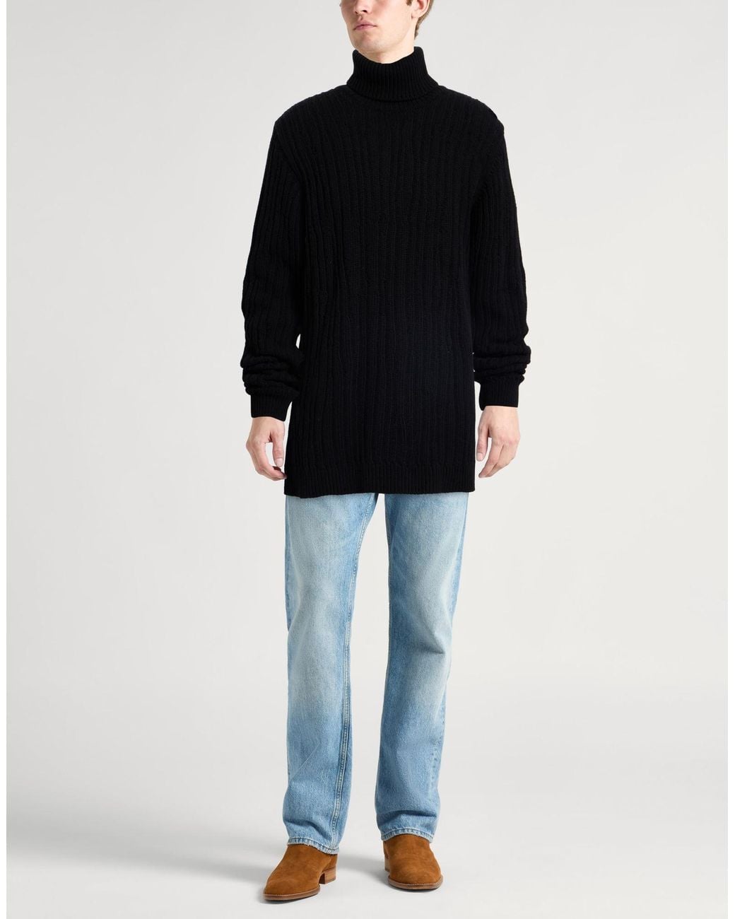 Paolo Pecora Black Turtleneck Virgin Wool for men