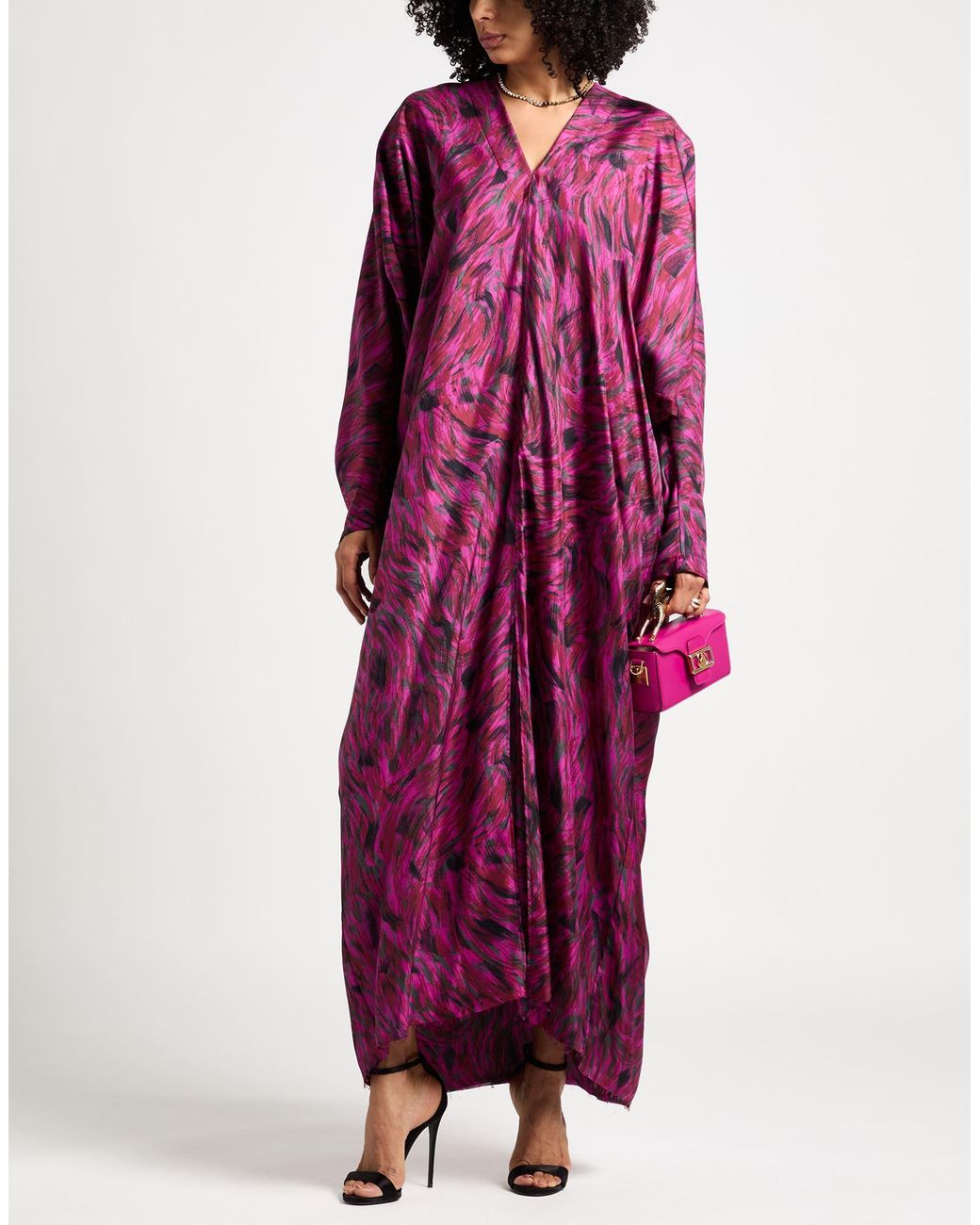 Lanvin Purple Fuchsia Maxi Dress Silk
