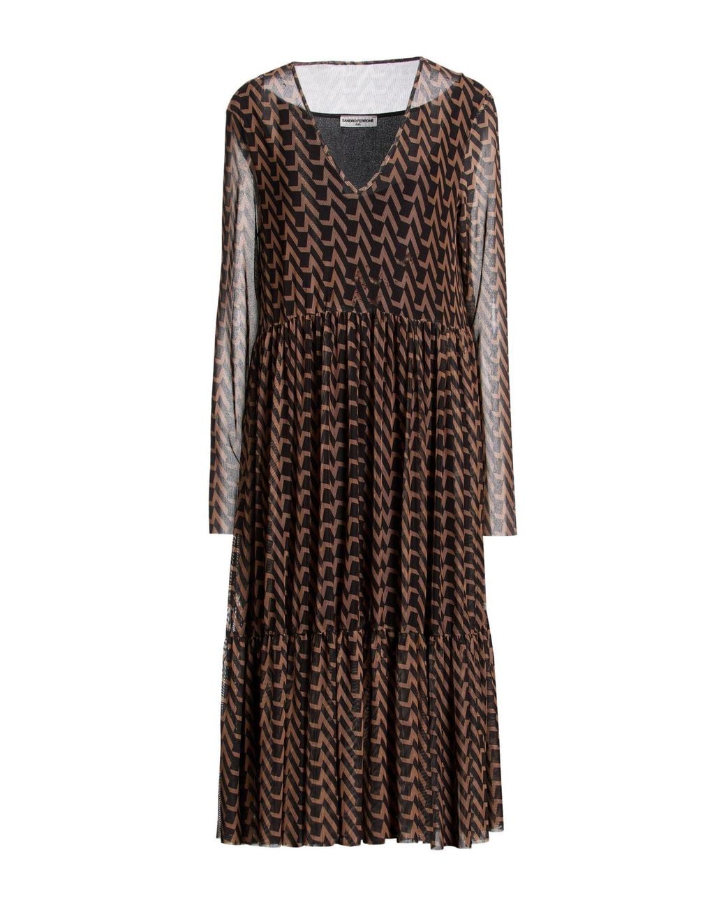 LOLA SANDRO FERRONE Brown Midi Dress Polyester, Elastane
