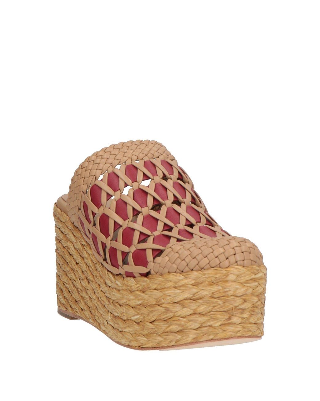Paloma Barceló Brown Naia Light Mules & Clogs Leather, Natural Raffia