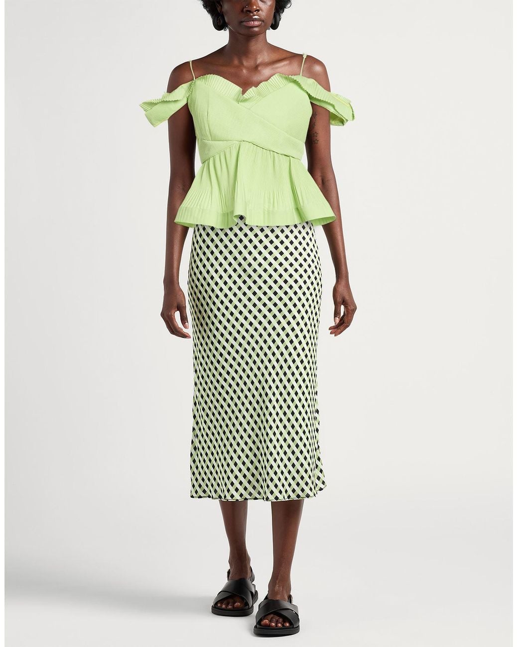 MEIMEIJ Green Top Polyester, Cotton, Acetate, Elastane