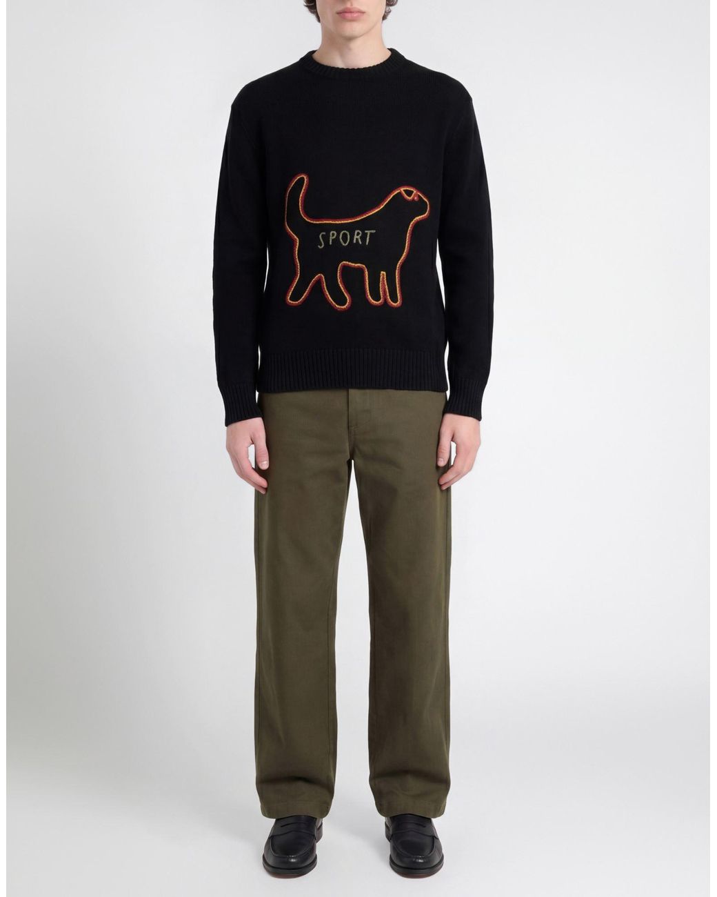 Bode Black Sweater Merino Wool for men