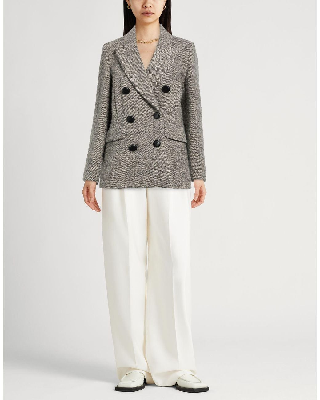 Anna Molinari Gray Coat Acrylic, Polyester, Wool, Alpaca Wool
