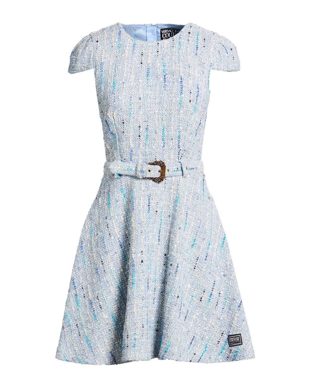 Versace Jeans Couture Blue Light Mini Dress Cotton, Polyester, Polyamide, Synthetic Fibers, Linen