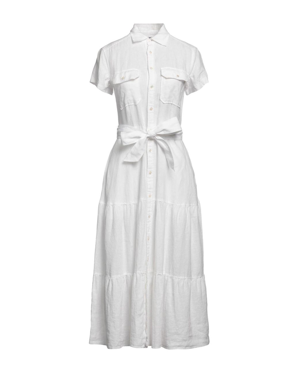 Polo Ralph Lauren Midi Dress in White | Lyst