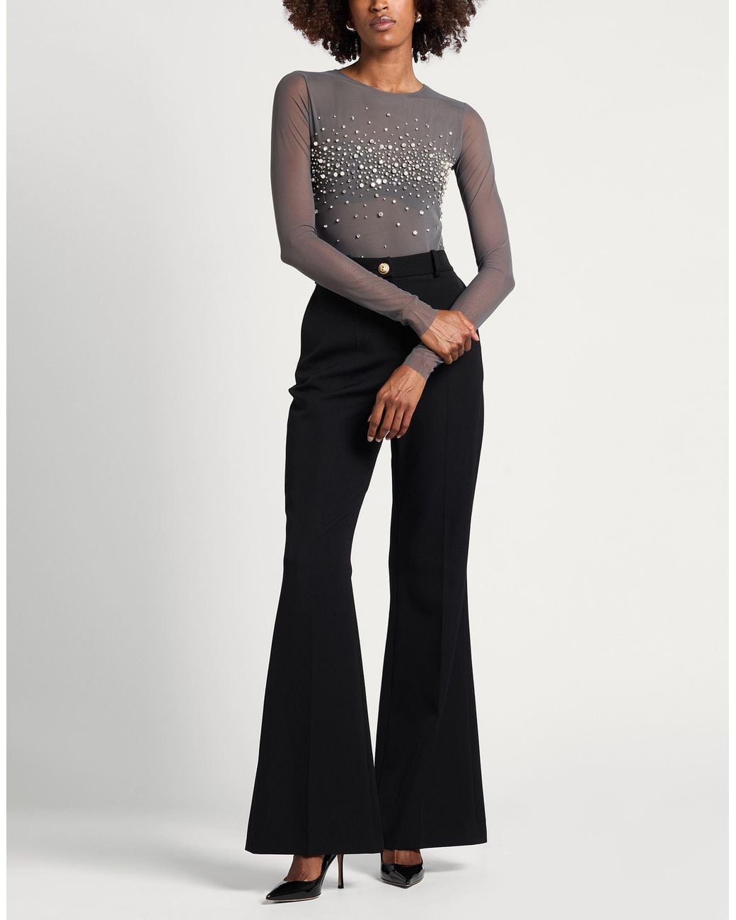 DES_PHEMMES Gray Bodysuit Polyamide, Elastane