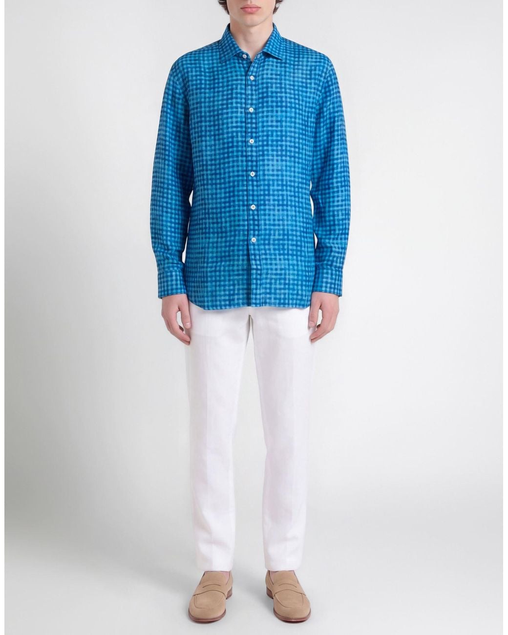120% Lino Blue Shirts for men