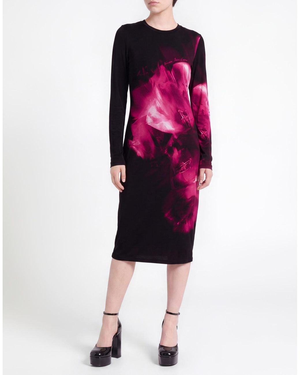 Versace Jeans Couture Red Midi Dress Viscose, Elastane