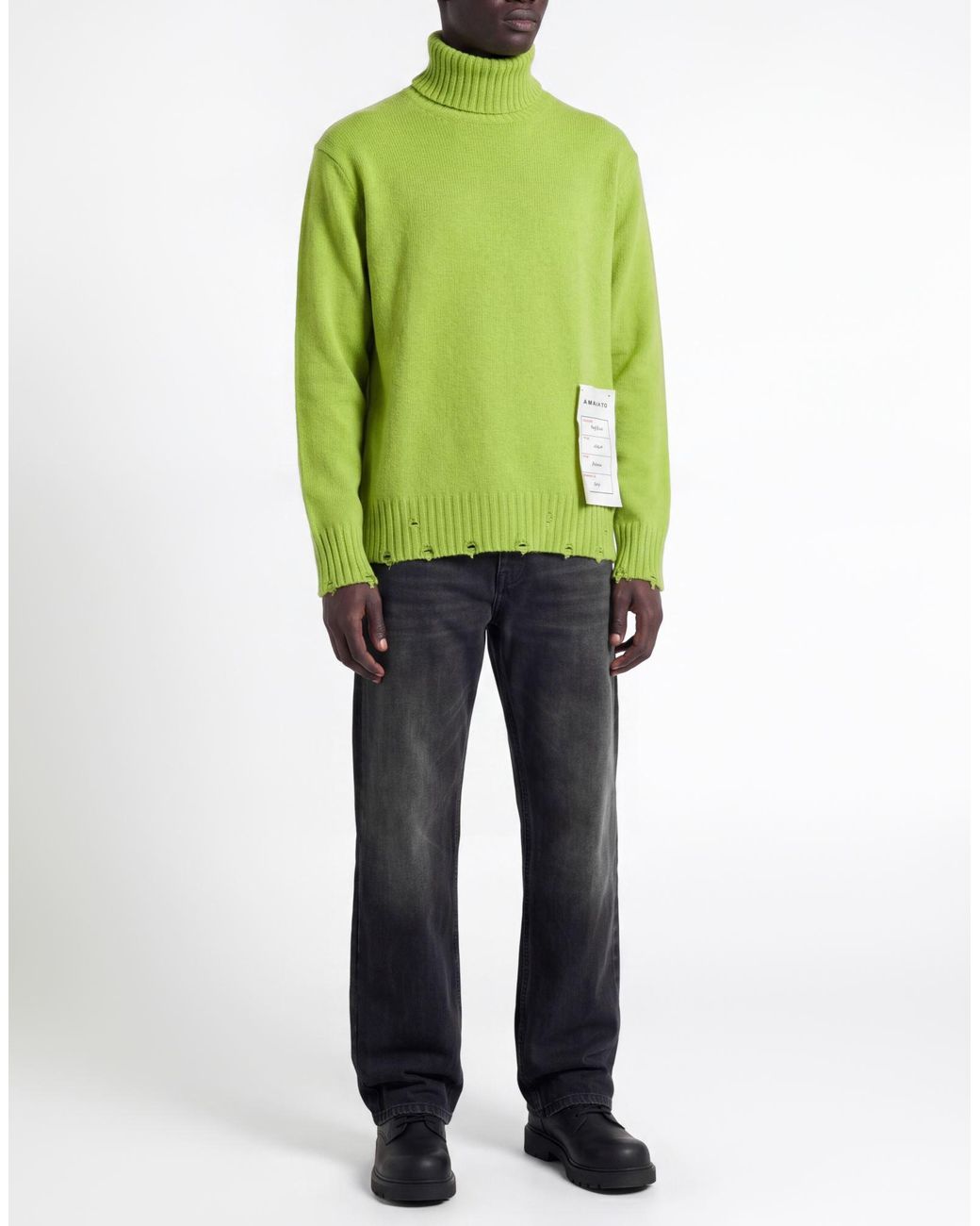 Amaranto Green Turtleneck Wool, Cashmere for men
