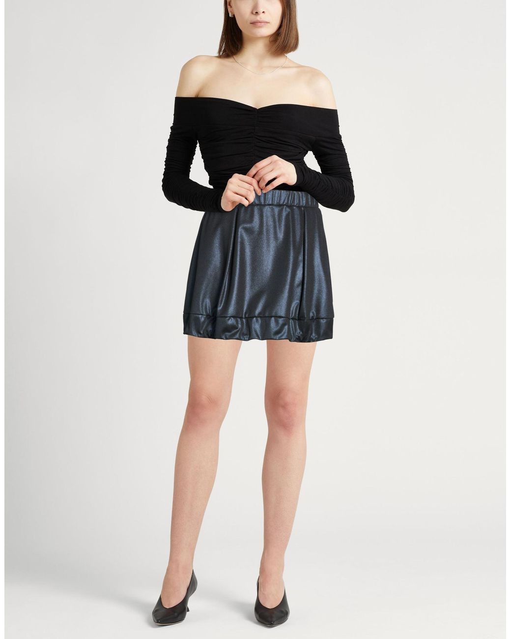Herno Black Laminar Midnight Mini Skirt Polyester