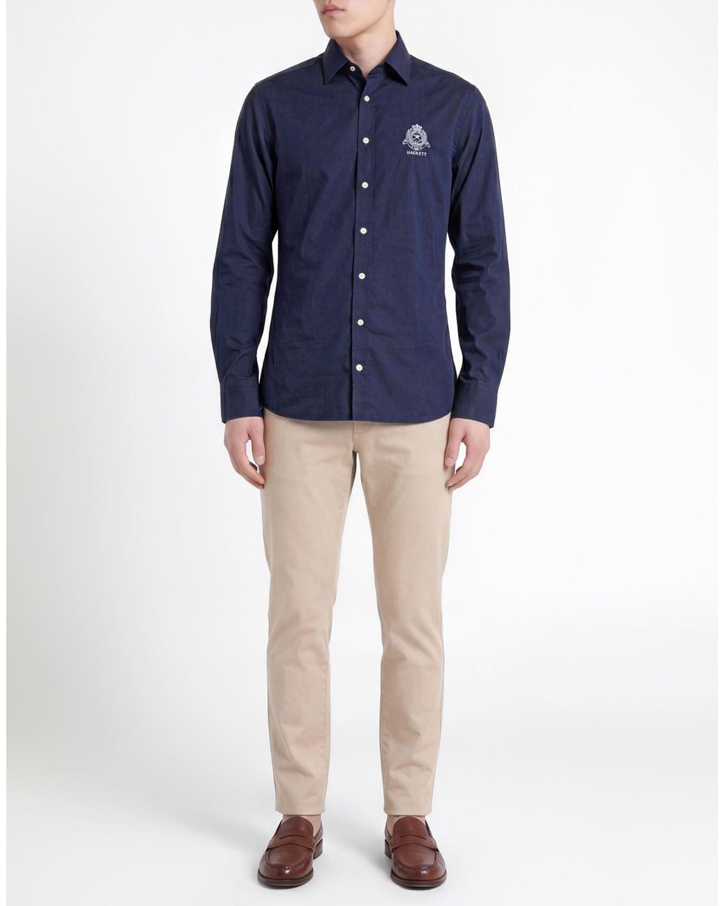 Hackett Blue Shirt Cotton, Elastane for men