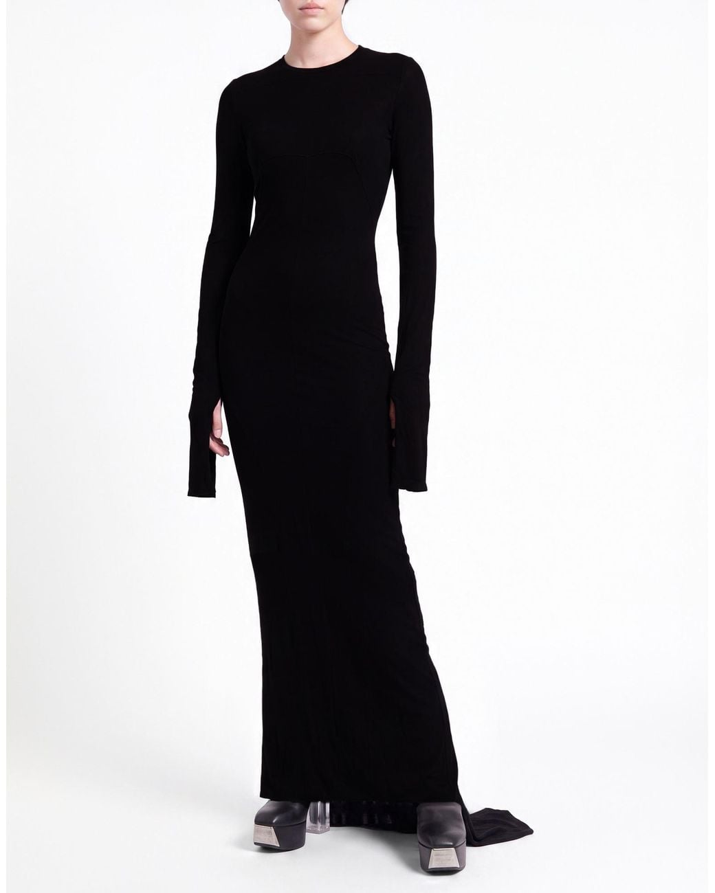 Rick Owens Black Maxi Dress Cotton