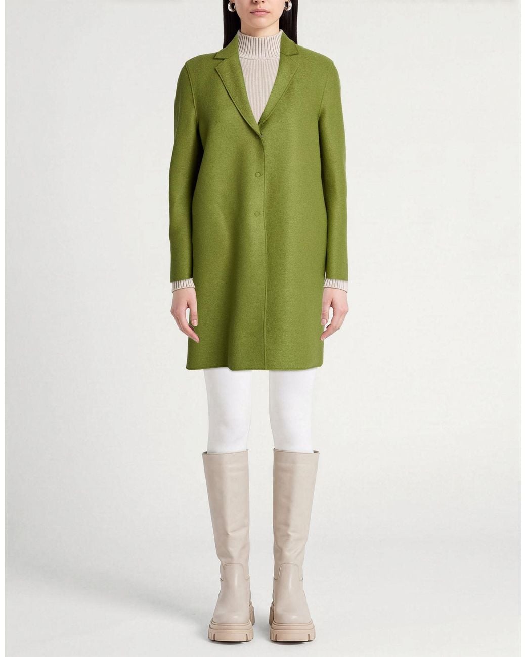 Harris Wharf London Green Overcoat & Trench Coat Virgin Wool