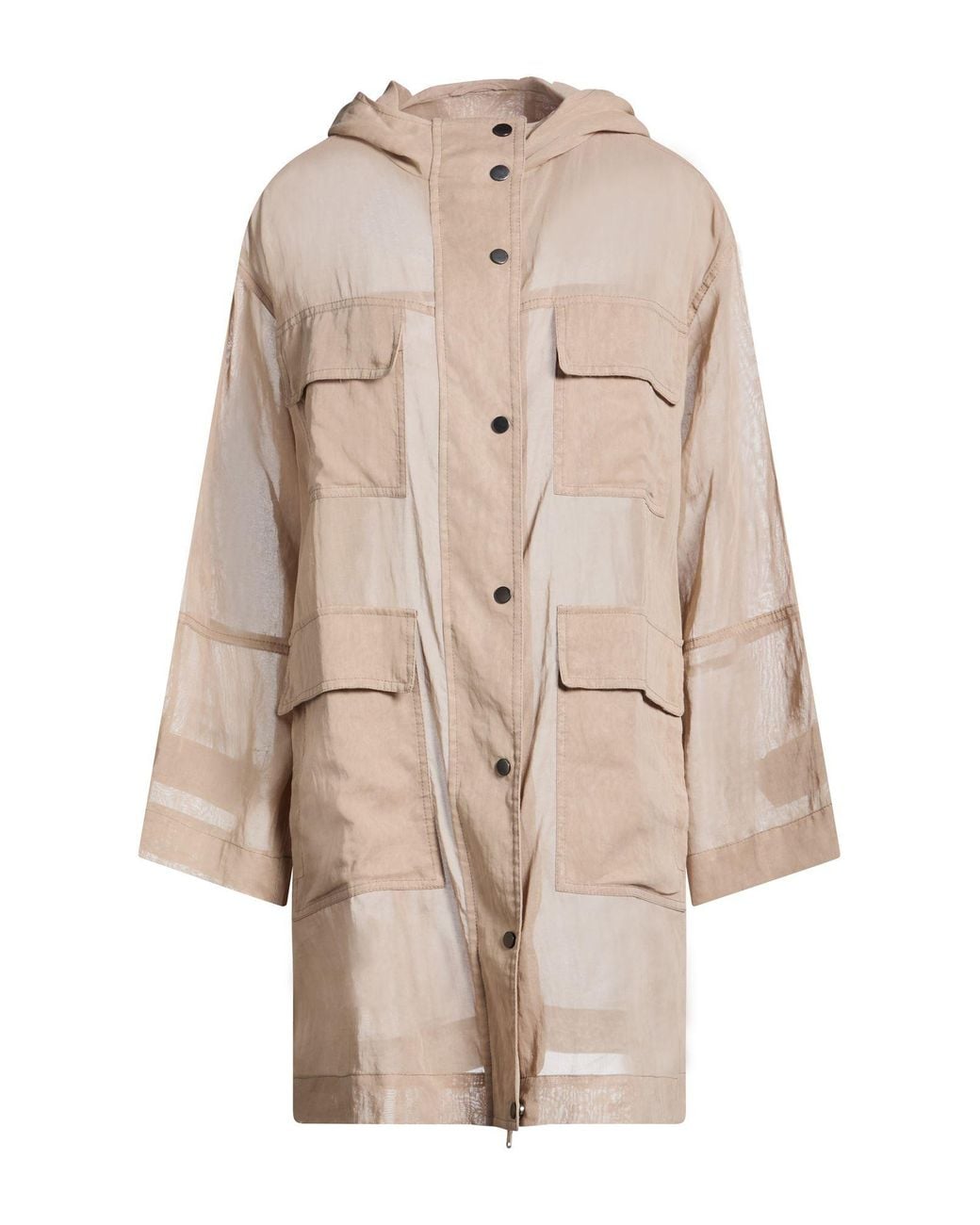 Brunello Cucinelli Natural Khaki Overcoat & Trench Coat Cotton