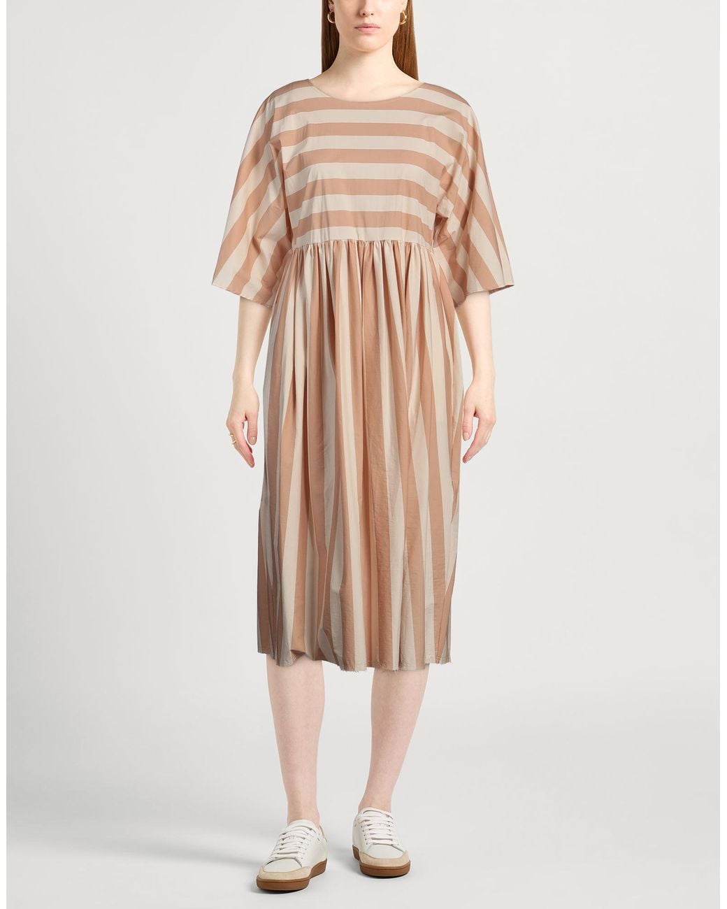 Liviana Conti Natural Midi Dress Cotton, Polyamide, Elastane