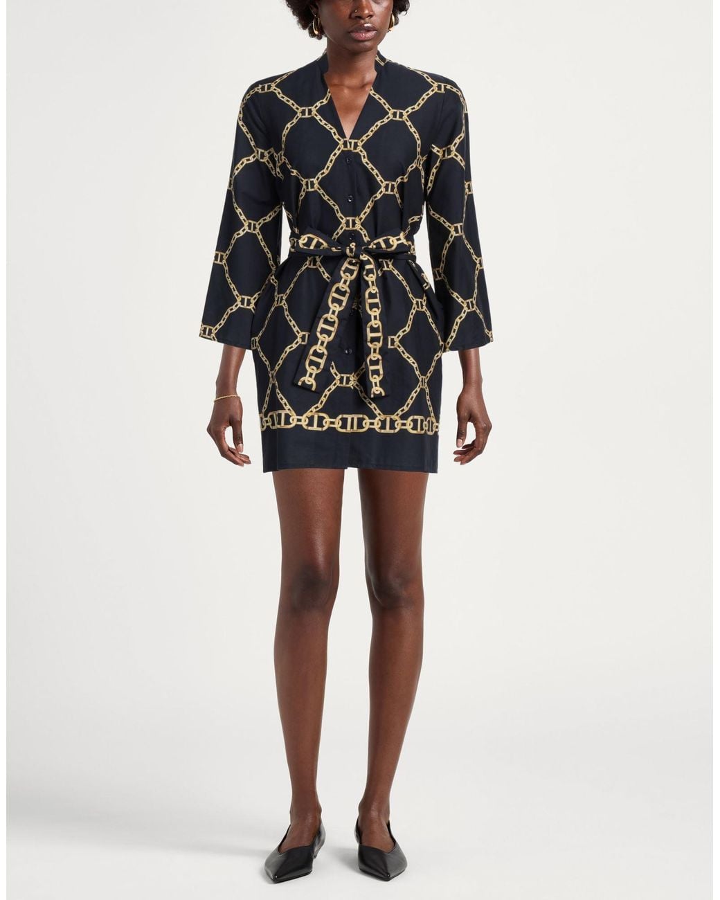 Twinset Black Midnight Mini Dress Cotton