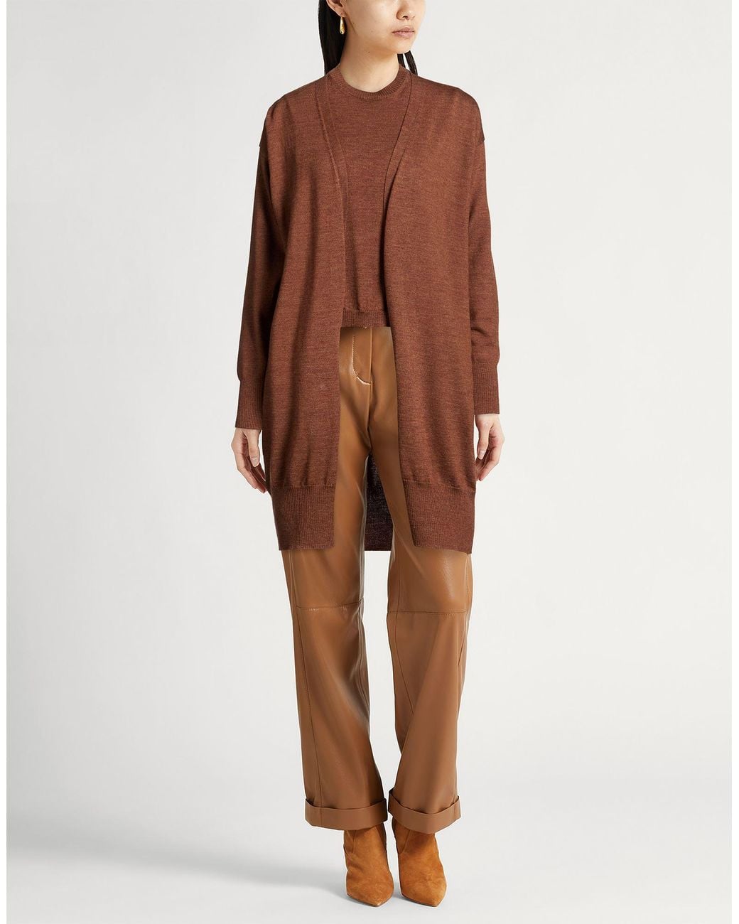 Daniele Fiesoli Brown Twin Set Merino Wool