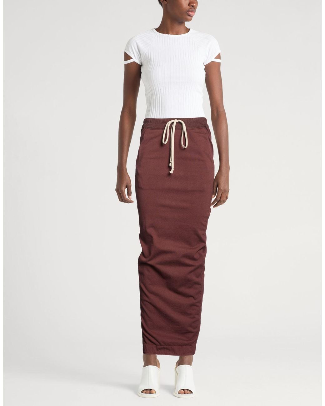 Rick Owens Red Burgundy Maxi Skirt Cotton