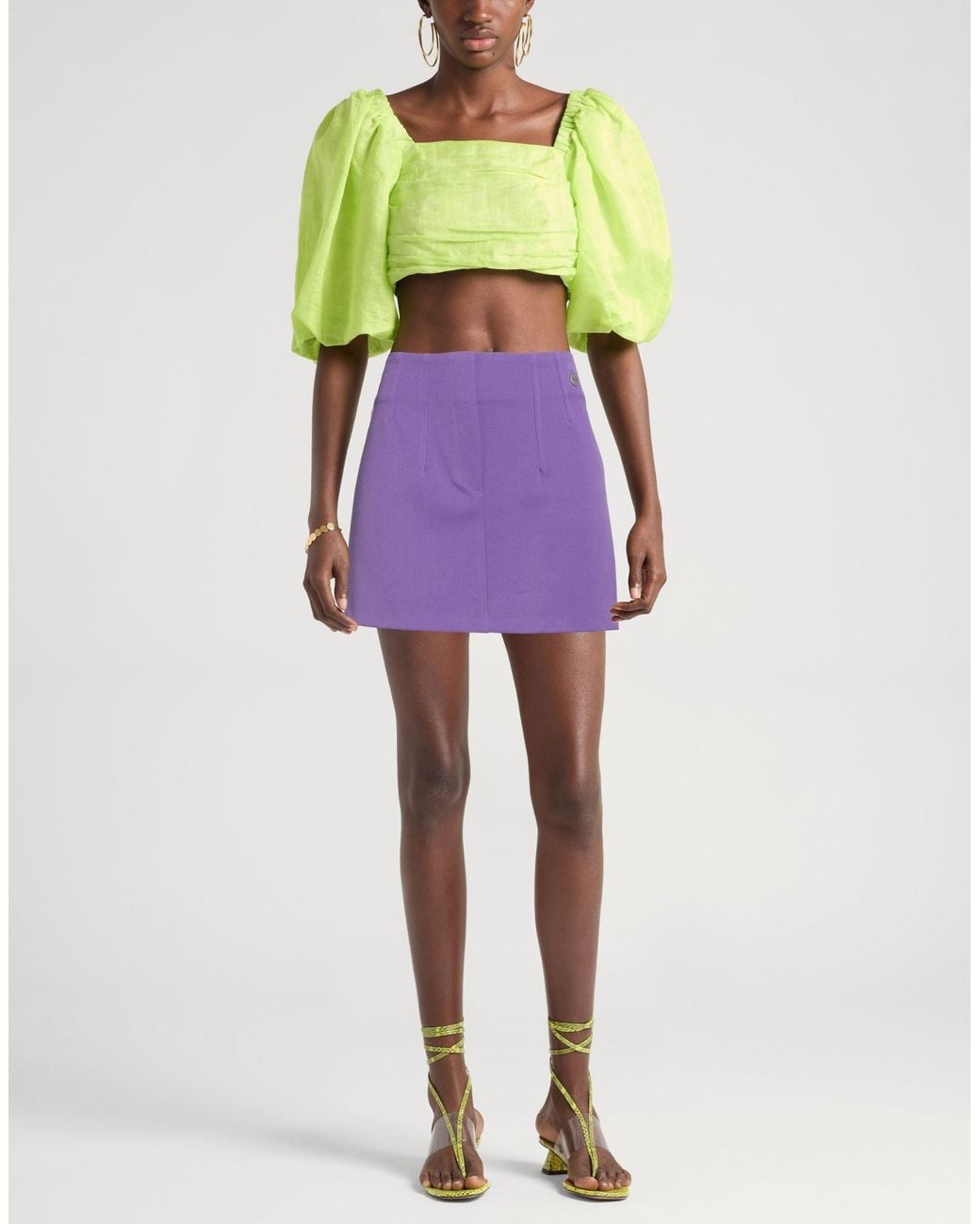 Berna Purple Mini Skirt Polyester, Elastane