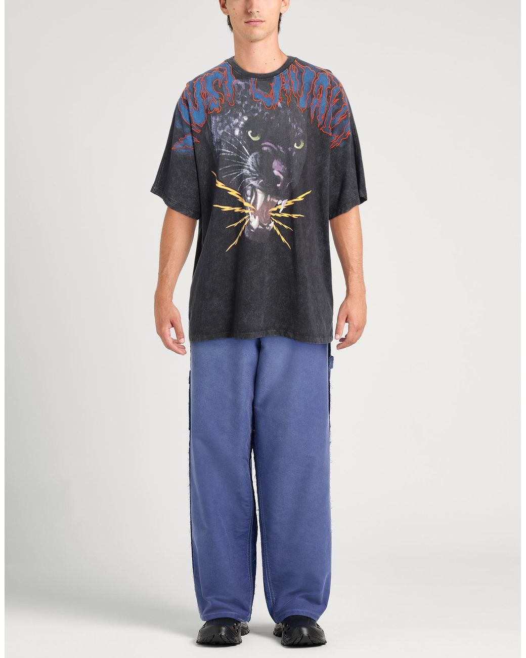 Just Cavalli Blue Charcoal T-Shirt Cotton for men