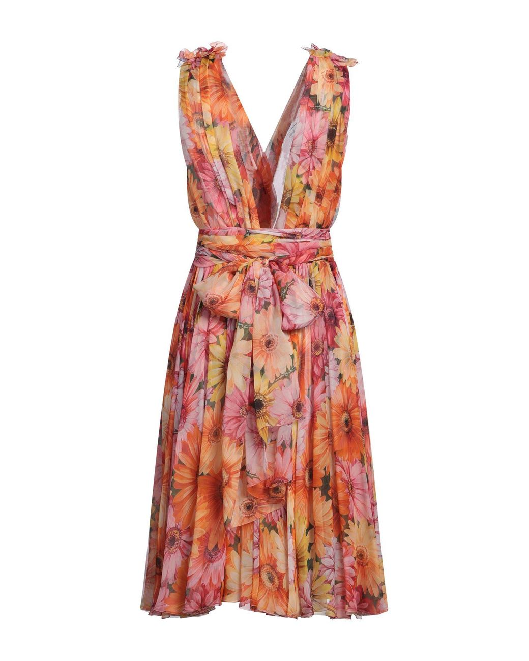 Dolce & Gabbana Red Midi Dress Silk