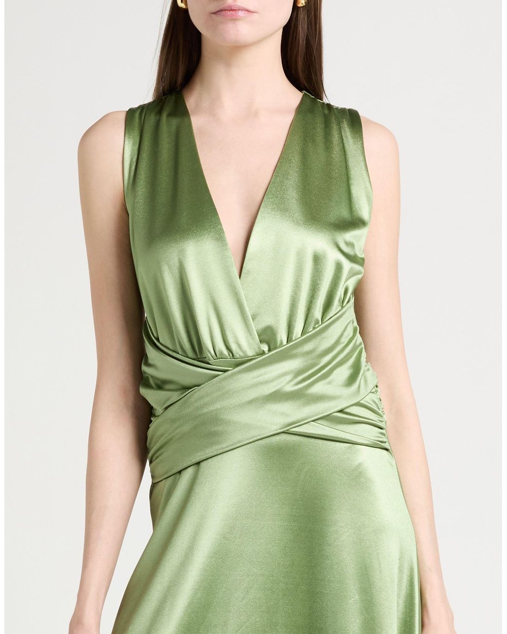 Siste's Green Maxi Dress Polyester, Elastane