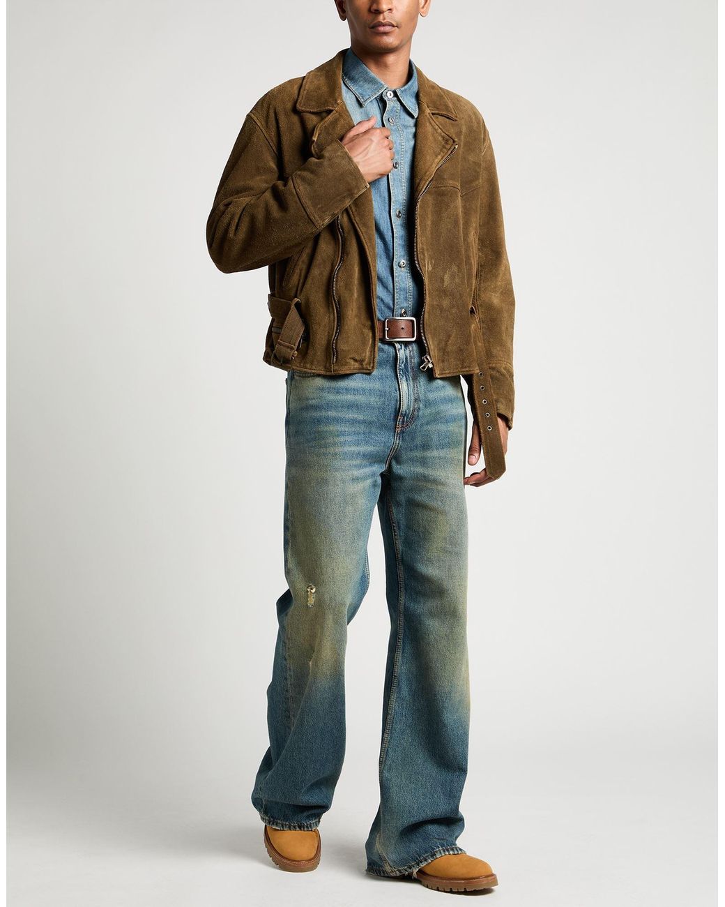 MM6 by Maison Margiela Brown Khaki Jacket Calfskin for men