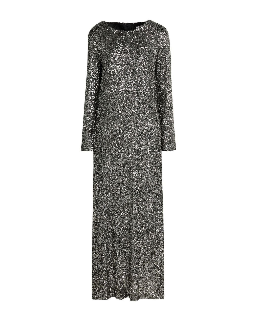 SOLOTRE Gray Maxi Dress Polyester, Elastane