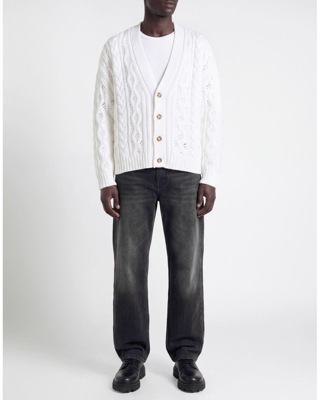 1989 STUDIO White Cardigan Cotton, Polyamide for men