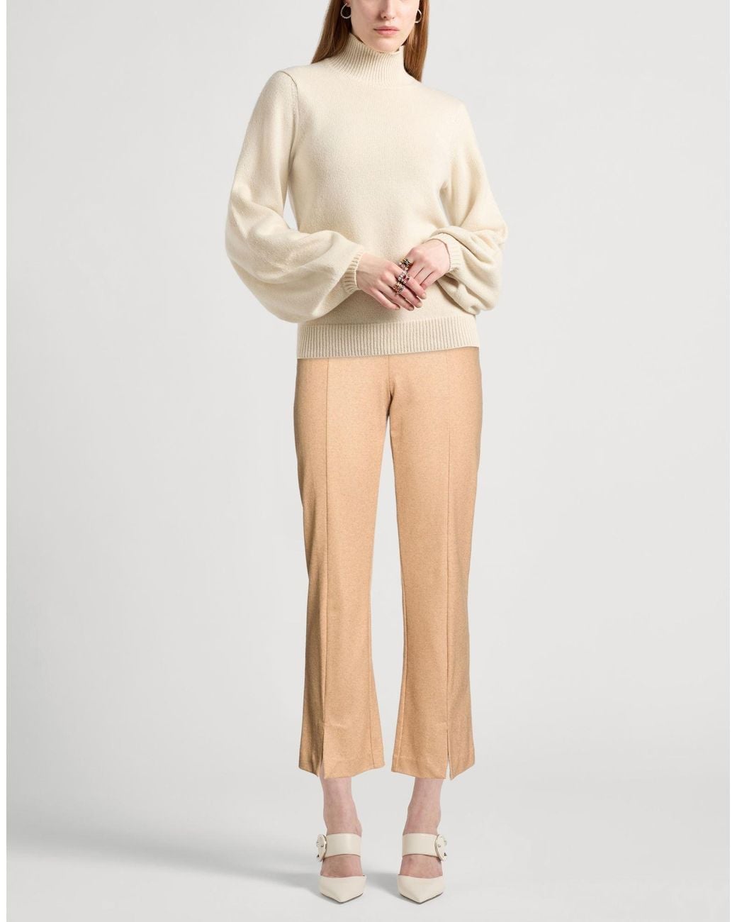 Liviana Conti Natural Camel Pants Cashmere, Polyamide