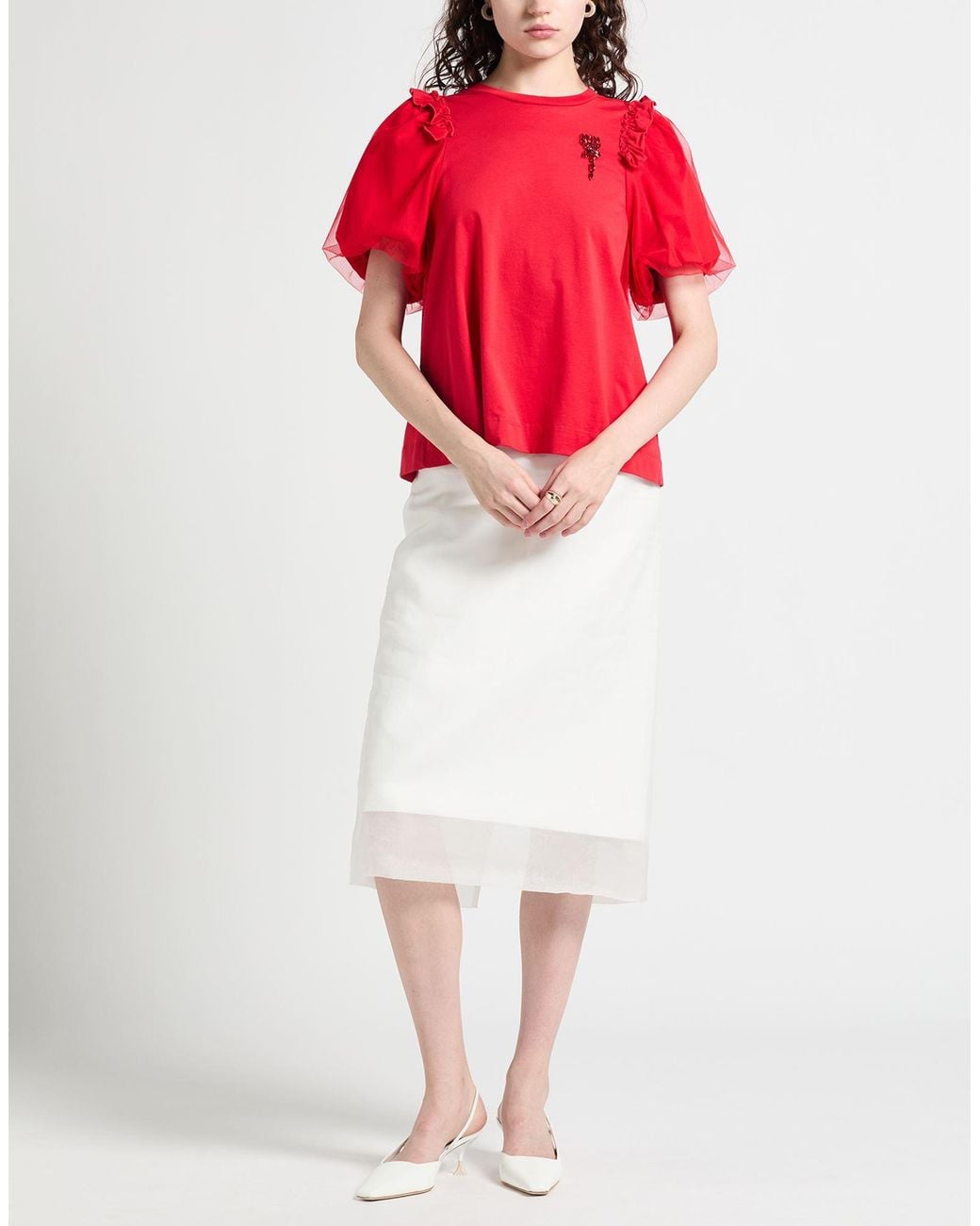 Simone Rocha Red T-Shirt Cotton, Polyamide