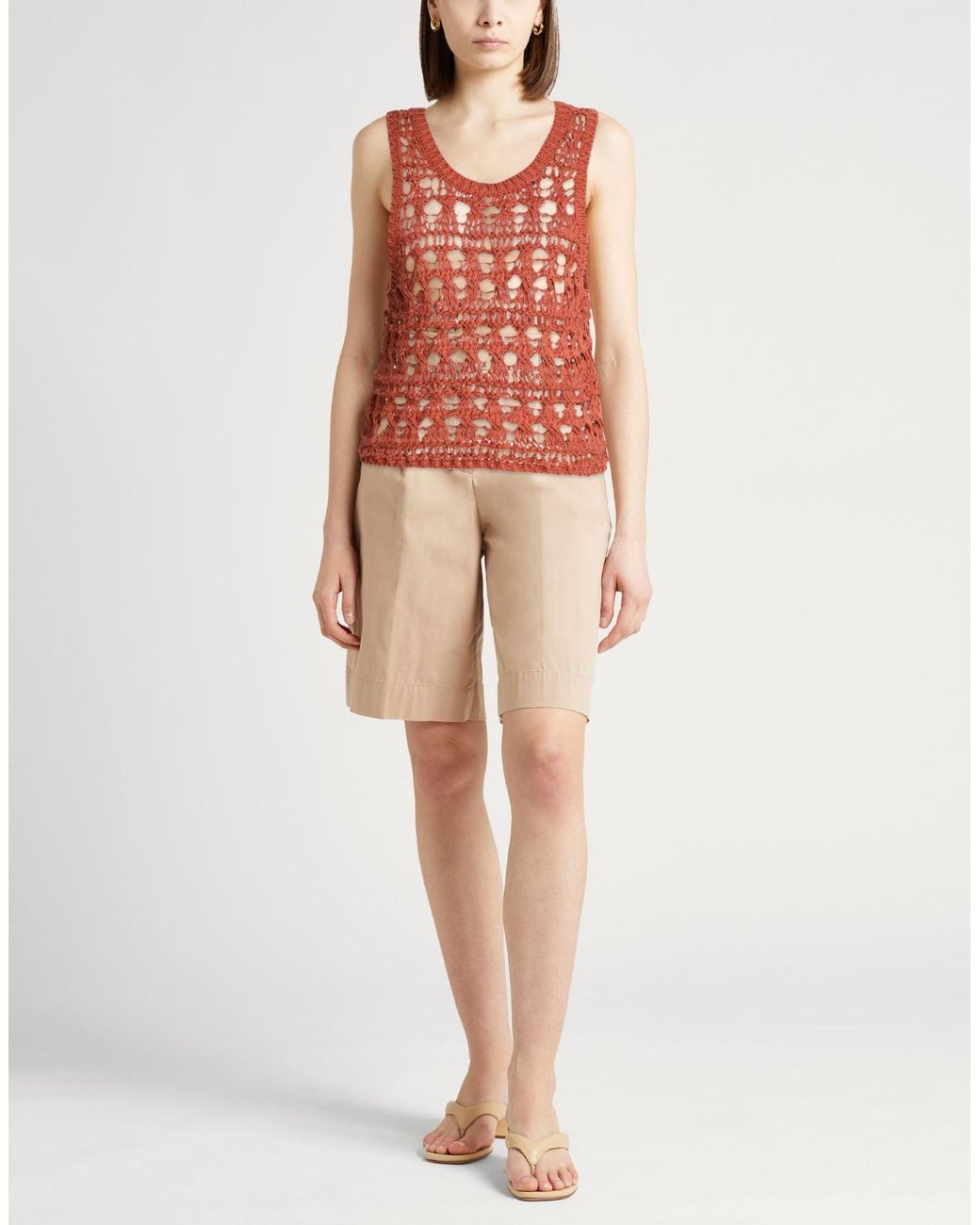 Brunello Cucinelli Red Top Jute, Cotton, Polyamide