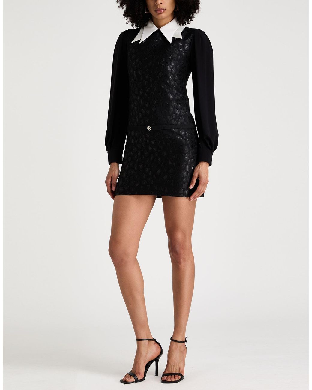 Versace Black Mini Dress Acetate, Virgin Wool, Polyamide, Polyester, Silk