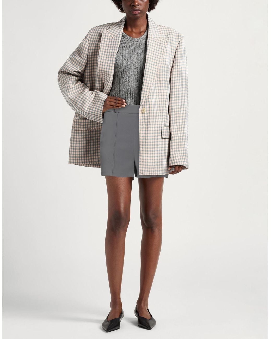 Elisabetta Franchi Gray Shorts & Bermuda Shorts Polyester, Elastane