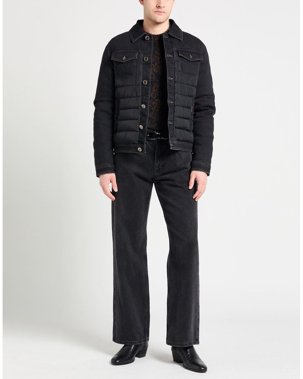 Moorer Black Puffer Cotton, Elastane for men