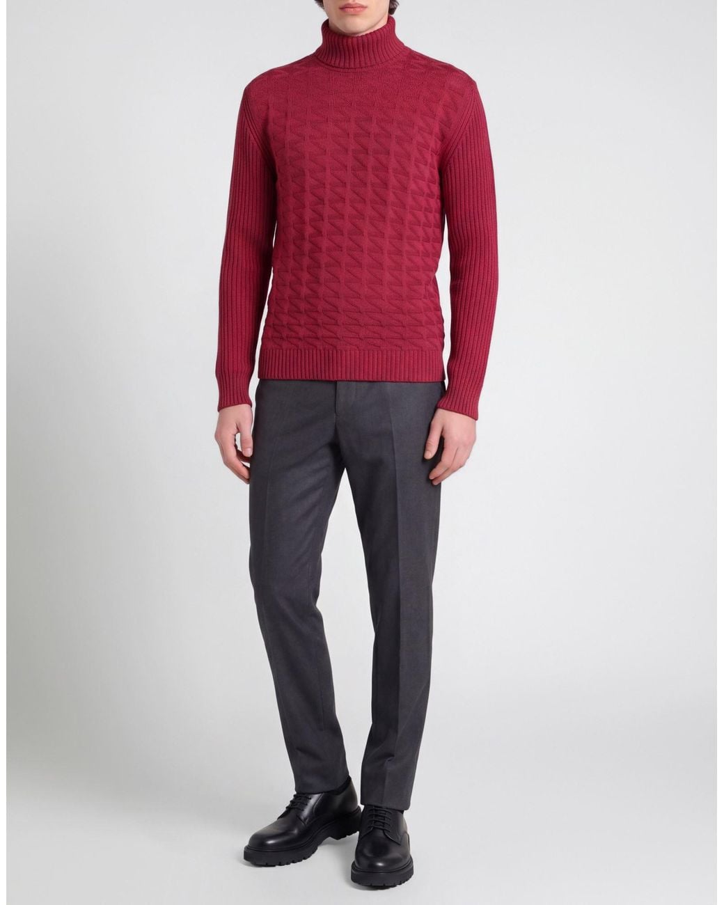 PHILOTINTO Red Turtleneck Merino Wool, Acrylic for men