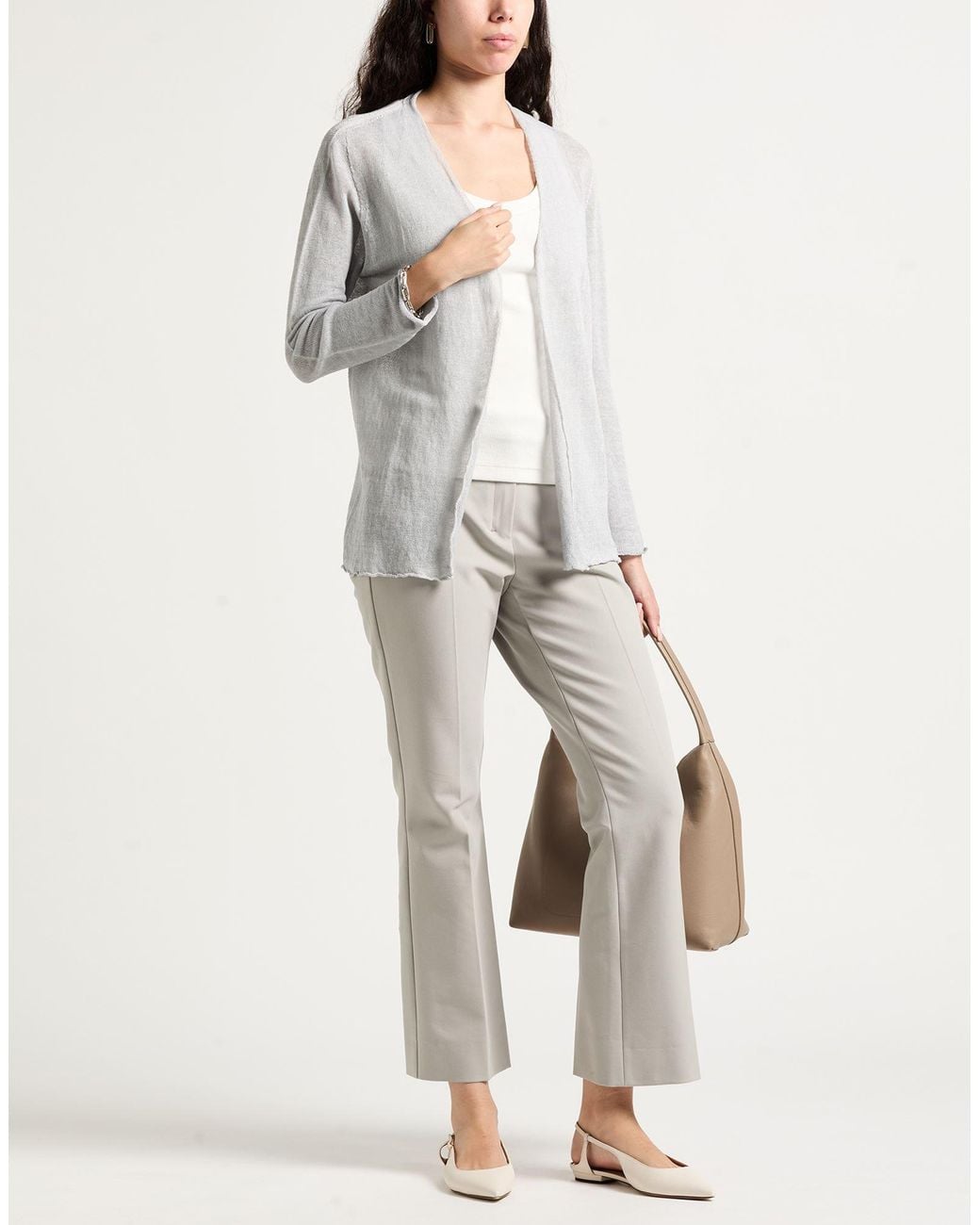 120% Lino White Cardigan Linen