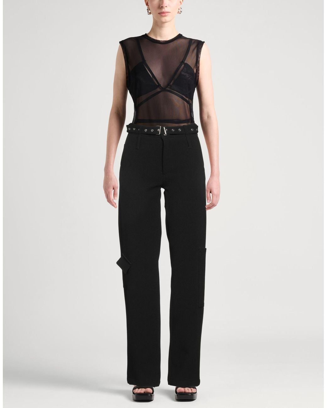 Marques'Almeida Black Pants Polyester, Elastane
