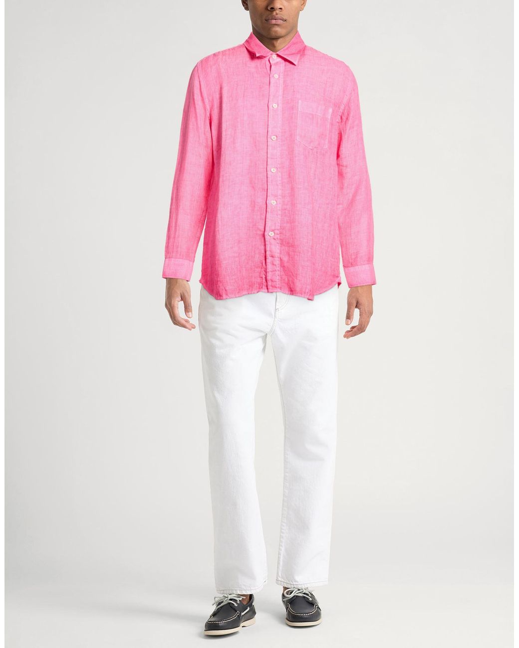 120% Lino Pink Shirt Linen for men