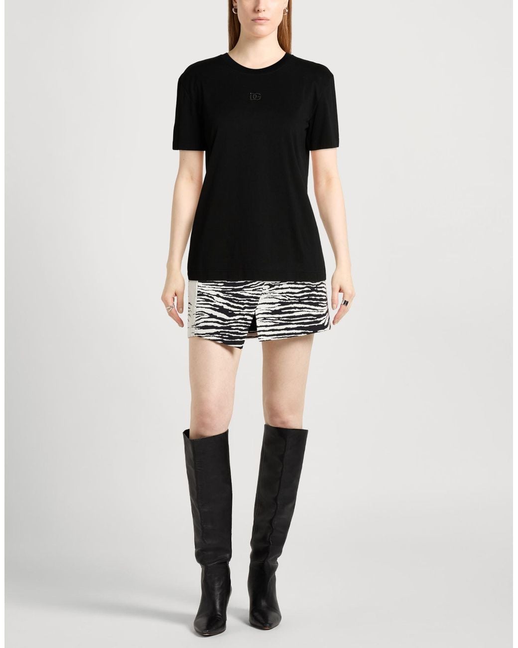 Dolce & Gabbana Black T-Shirt Cotton, Glass, Polyester