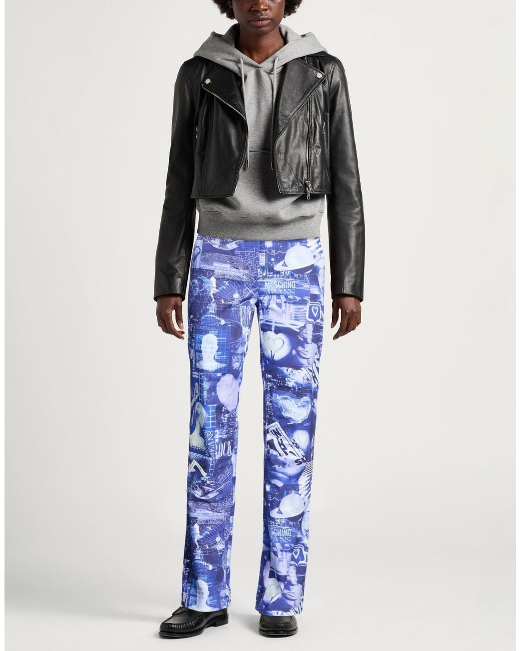 Moschino Blue Bright Pants Cotton, Elastane