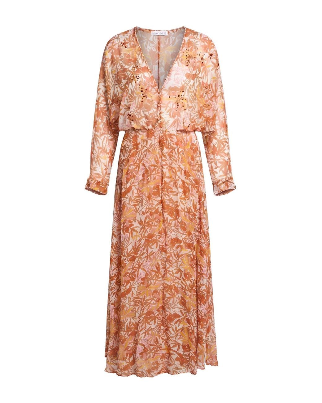 Poupette Pink Camel Maxi Dress Silk