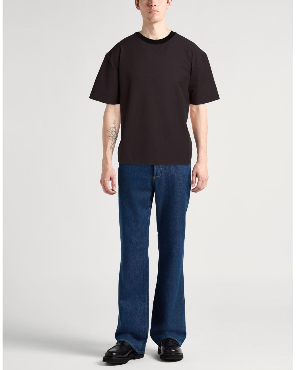 Emporio Armani Black Charcoal T-Shirt Polyester, Elastomultiester for men